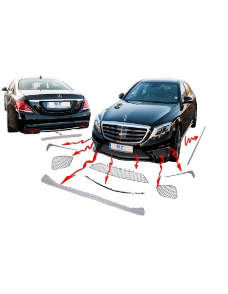 Kit pacchetto ornamenti cromati modanature per Mercedes S-Class W222 (13-up) S65 Design