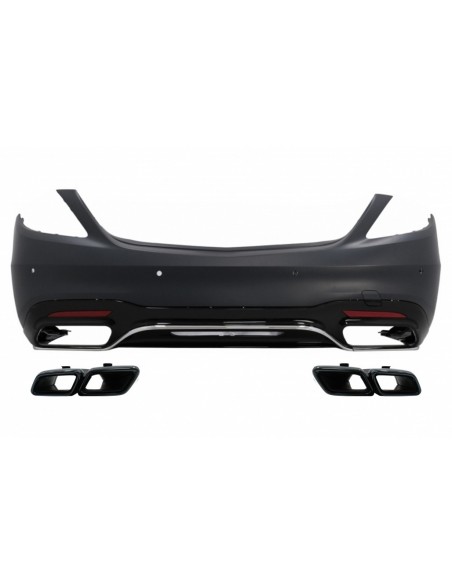 Paraurti posteriore w/ Diffusore e silenziatore di scarico Suggerimenti Nero Smeraldo per Mercedes S-Class W222