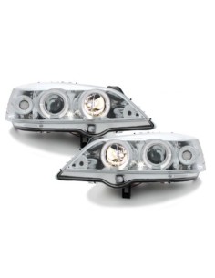 Fari per Opel Astra G (1998-04) Angel Eyes 2 Halo Cerchi Cromo