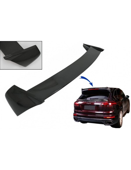 Trunk Roof Spoiler Wing per Porsche Cayenne 958 II SUV (15-17) in fibra di carbonio