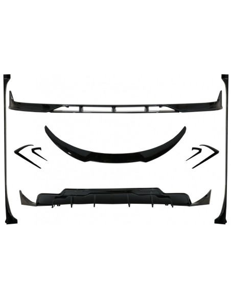 Body Kit Extension per Tesla Modello 3 (17-up) Paraurti anteriore Lip Air Diffuser e Laterali Gonne Piano Nero