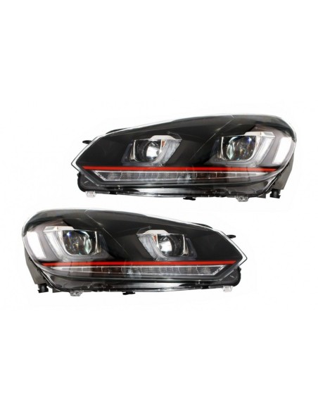 Griglia centrale per VW Golf 6 VI (08-12) w/ Fari LED DRL U-Design e fanali posteriori Full LED