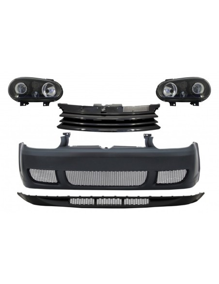 Paraurti anteriore w/ Griglia e fari neri per VW Golf IV 4 MK4 (10.1997-09.03) R32 Look