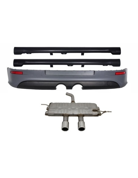 Estensione posteriore del paraurti per VW Golf 5 V (03-07) R32 Look w/ Gonne laterali e sistema di scarico completo