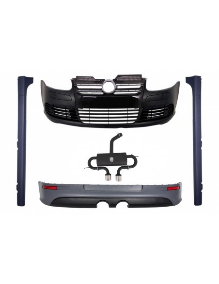 Kit per VW Golf 5 V R32 Piano lucido griglia nera (03-07) w/ sistema di scarico completo