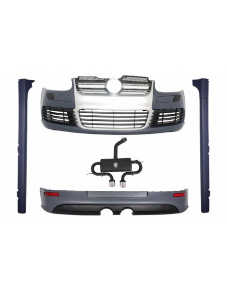 Kit per VW Golf 5 V (03-07) R32 spazzolato alluminio guardare griglia w/ completo sistema di scarico