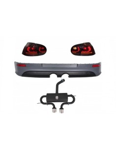Sistema di scarico completo di estensione del paraurti posteriore per VW Golf V 03-08 w/ Red-Smoke Dynamic R32 Look