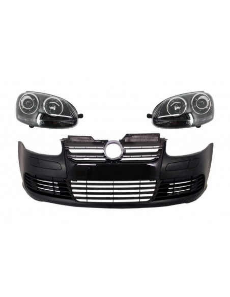 Paraurti anteriore w/ fari per VW Golf V 5 (03-07) Jetta (05-10) GTI R32 Look Black Edition
