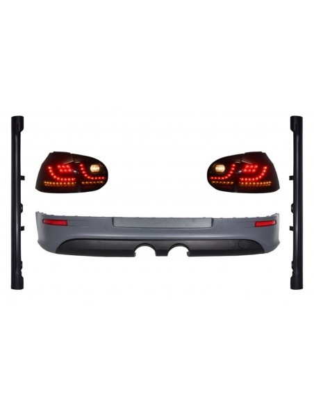 Estensione posteriore paraurti w/ luci posteriori LED fumo nero e gonne laterali VW Golf 5 V (03-07) R32 Look (117)