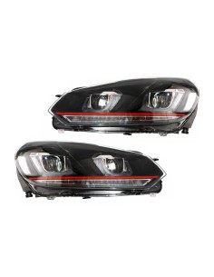 Fari per VW Golf 6 VI (08-12) Golf 7 3D LED DRL U-Design LED Flowing Turning Light Red Stripe GTI