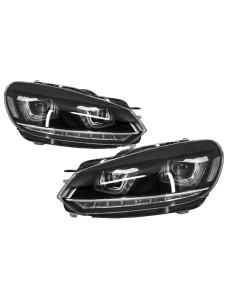 Fari per VW Golf 6 VI (08-13) Golf 7 3D LED DRL U-Design LED Flowing Turning Light Chrome RHD