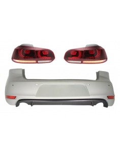 Paraurti posteriore per VW Golf 6 VI (08-12) w/ Fanali posteriori FULL LED Cherry Red