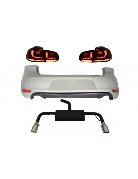 Paraurti posteriore per VW Golf 6 VI (08-12) w/ sistema di scarico completo e luci posteriori FULL LED