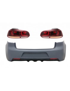 Paraurti posteriore w/ fanali posteriori LED completo per VW Golf VI (08-13) R Design Cherry Red