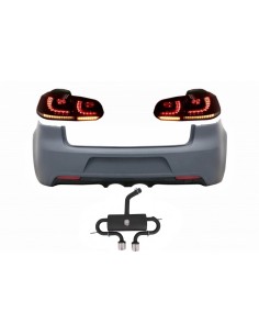 Paraurti posteriore w/ sistema di scarico e fanali posteriori a LED completo per VW Golf VI (08-13)