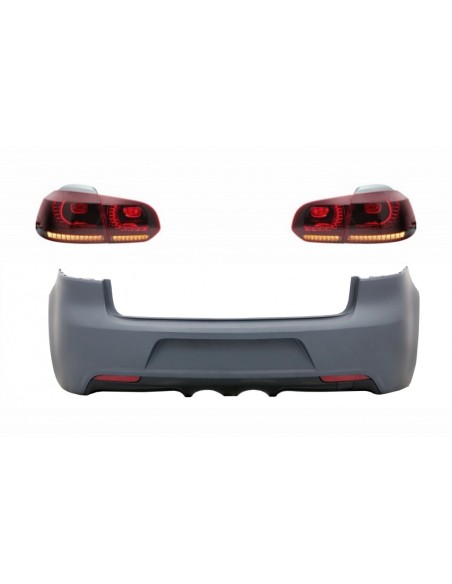 Paraurti posteriore e fanali posteriori Full LED Turning Light Static Red Smoke per VW Golf VI (08-13) R Design