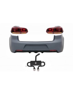 Paraurti posteriore w/ sistema di scarico e luci posteriori Full LED Turning Light Static Red Smoke per VW Golf VI (08-13)