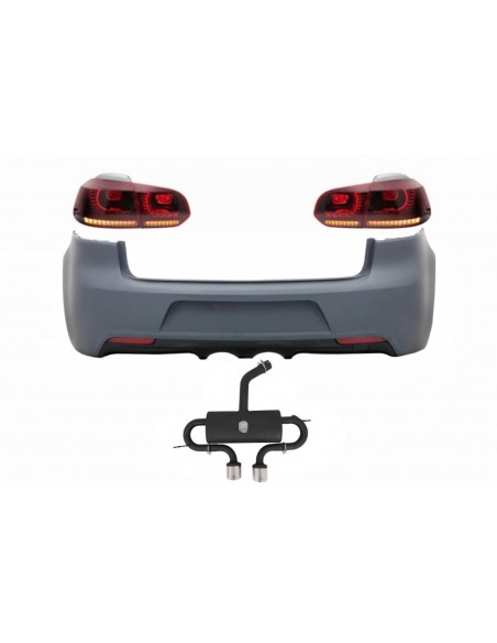 Paraurti posteriore w/ sistema di scarico e luci posteriori Full LED Turning Light Static Red Smoke per VW Golf VI (08-13)