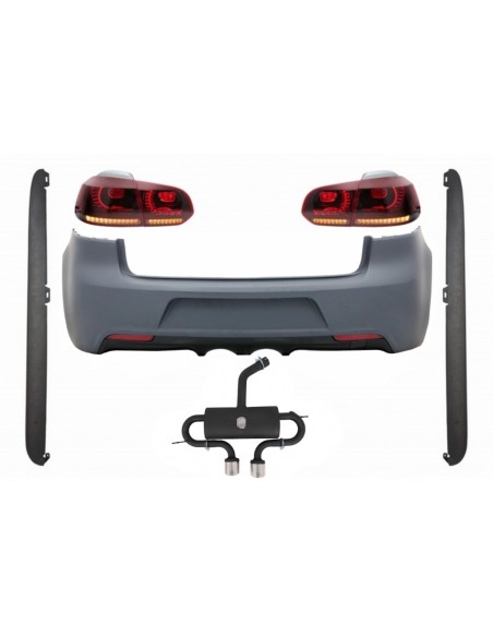 Paraurti posteriore w/ sistema di scarico per VW Golf 6 VI (08-13) R Design Gonne laterali e fanali posteriori Full LED