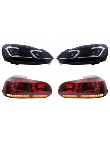 Fari a LED e fanali posteriori per VW Golf 6 VI (08-13) w/ Facelift G7.5 Look Silver Flowing Luci di svolta sequenziali LHD