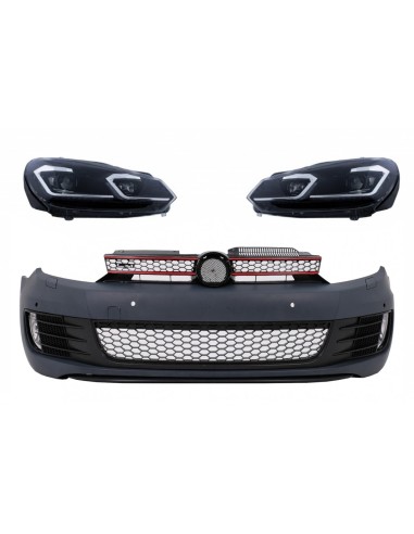 Autolod - Ricambi per auto online|Paraurti anteriore w/ fari LED argento che scorre luci di svolta sequenziale per VW Golf VI 6 (08-13) GTI G7.5 Design