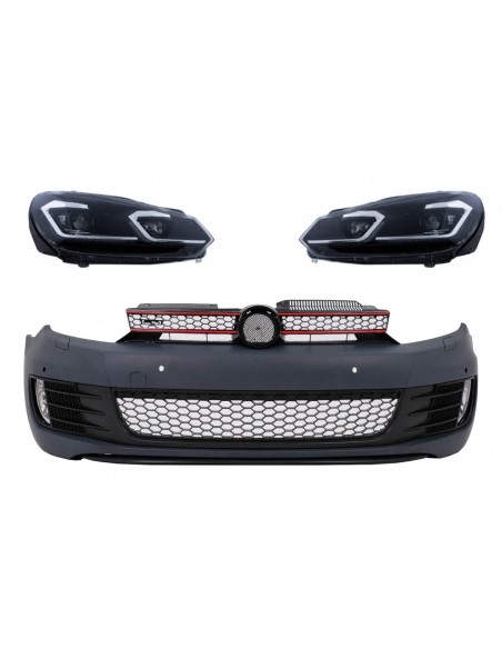 Paraurti anteriore w/ fari LED argento che scorre luci di svolta sequenziale per VW Golf VI 6 (08-13) GTI G7.5 Design