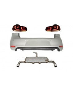 Paraurti posteriore per VW Golf 6 VI (08-12) w/ sistema di scarico e luci posteriori FULL LED Luce di svolta sequenziale