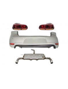 Paraurti posteriore per VW Golf 6 VI (08-12) w/ sistema di scarico e luci posteriori FULL LED Luce di svolta sequenziale