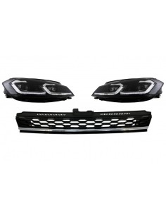 Centrale Badgeless Grille w/ LED Fari sequenziale Dynamic Turning Lights per VW Golf 7.5 Facelift (17-up) Chrome