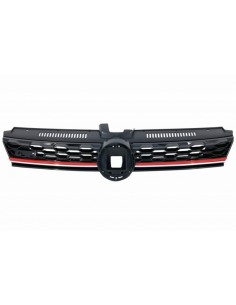 Paraurti anteriore Lip Extension Spoiler w/ Griglia centrale Badgeless per VW Golf 7.5 Facelift (17-) Piano Nero & Rosso 2