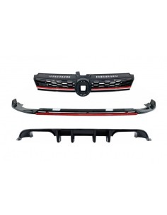 Paraurti anteriore labbro estensione spoiler w/ Badgeless centrale griglia e diffusore posteriore per VW Golf 7.5