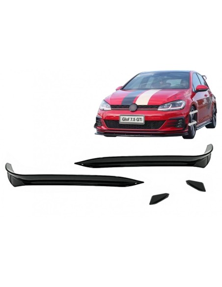 Paraurti anteriore alette laterali per VW Golf 7.5 GTI 5G Hatchback (17-) Piano Nero