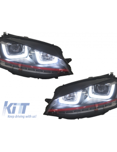 Fari di montaggio 3D LED Turn Light DRL w/ griglia per VW Golf 7 VII RED R GTI Look 2