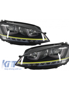 Fari di montaggio 3D LED girare luce DRL w/ griglia per VW Golf 7 VII giallo R400 Look 2