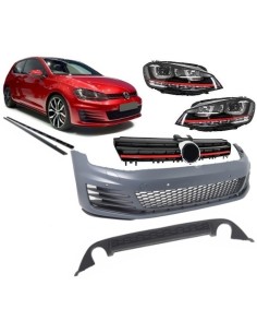 Kit completo per VW Golf 7 VII 13-16 GTI Look w/ Griglia anteriore e fari LED DRL