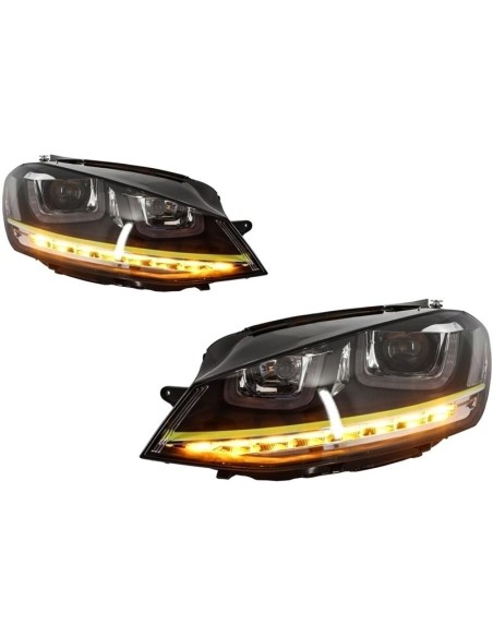 Kit completo per VW Golf 7 VII R400 Look w/ fari 3D LED DRL giallo FLOWING luci di svolta sequenziale