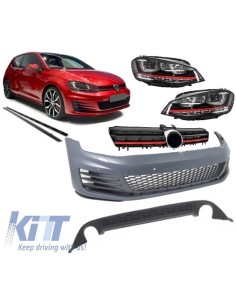 Kit completo per VW Golf 7 VII 13-16 GTI Look w/ Griglia anteriore e fari LED DRL