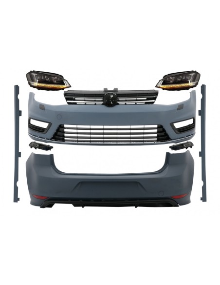 Kit completo per VW Golf 7 VII R-line Look w/ Fari 3D LED DRL Flowing Luci di svolta sequenziali Argento