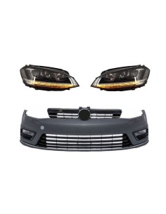 Paraurti anteriore per VW Golf VII 7 (13-17) R-line Look w/ Fari 3D LED DRL FLOWING Luci di svolta sequenziali Argento