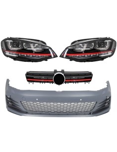 Paraurti anteriore per VW Golf VII Golf 7 13-up GTI Look w/ Fari 3D LED DLR RED e griglia