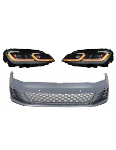 Paraurti anteriore per VW Golf VII 7 5G (13-17) w/ LED Fari G7.5 GTI Look w/ sequenziale dinamico luci di svolta RHD