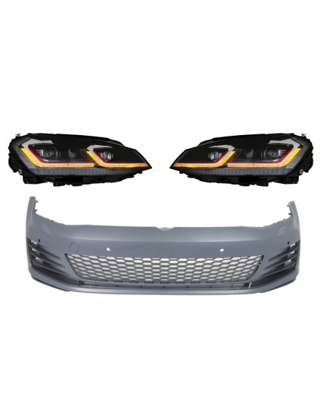 Paraurti anteriore per VW Golf VII 7 5G (13-17) w/ LED Fari G7.5 GTI Look w/ sequenziale dinamico luci di svolta RHD