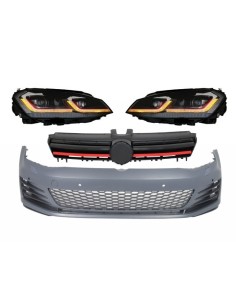 Paraurti anteriore per VW Golf VII 7 5G (13-17) w/ Griglia centrale e fari a LED w/ Luci di svolta dinamiche sequenziali