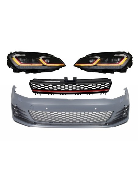 Paraurti anteriore per VW Golf VII 7 5G (13-17) w/ LED Fari G7.5 GTI Look w/ Luci di svolta dinamiche sequenziali