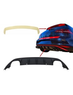 Kit paraurti posteriore diffusore d'aria w/ spoiler del tetto per VW Golf 7 VII (13-17) ABT Look