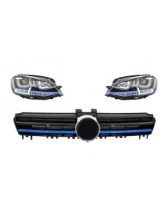 Fari w/ Griglia centrale per VW Golf 7 VII GTE Design Inserimenti blu e LED FLOWING Dynamic Luce di svolta sequenziale