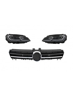 Fari LED Dynamic Turning Lights G7.5 Look w/ Griglia centrale per VW Golf 7 VII R-Line Design Chrome