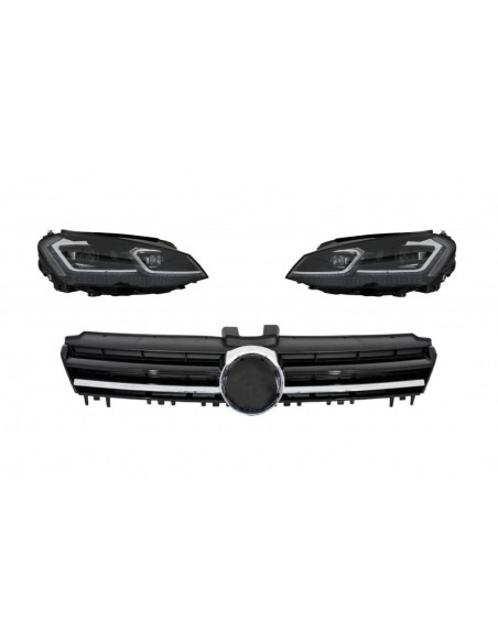 Fari LED Dynamic Turning Lights G7.5 Look w/ Griglia centrale per VW Golf 7 VII R-Line Design Chrome
