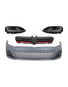Paraurti anteriore w/ Griglia centrale e fari a LED Luci di svolta dinamiche sequenziali per VW Golf VII 7 5G (13-17) GTI Look