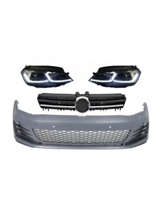 Paraurti anteriore w/ LED Fari Luci di svolta dinamica sequenziale e griglia Inserzioni cromate per VW Golf VII 7